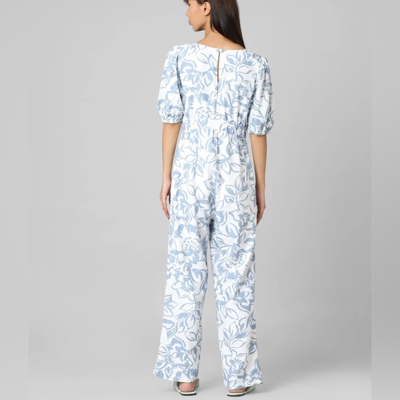 ONLY jumpsuit size 36 ankle length white colour floral print round neck - Picture 5 of 5